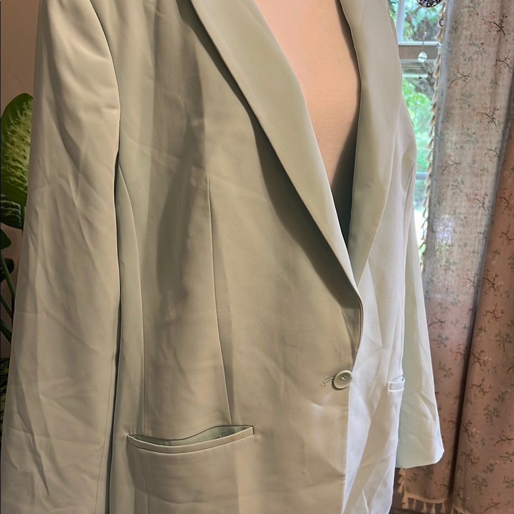 Express Mint Green Single-Button Blazer - image 2